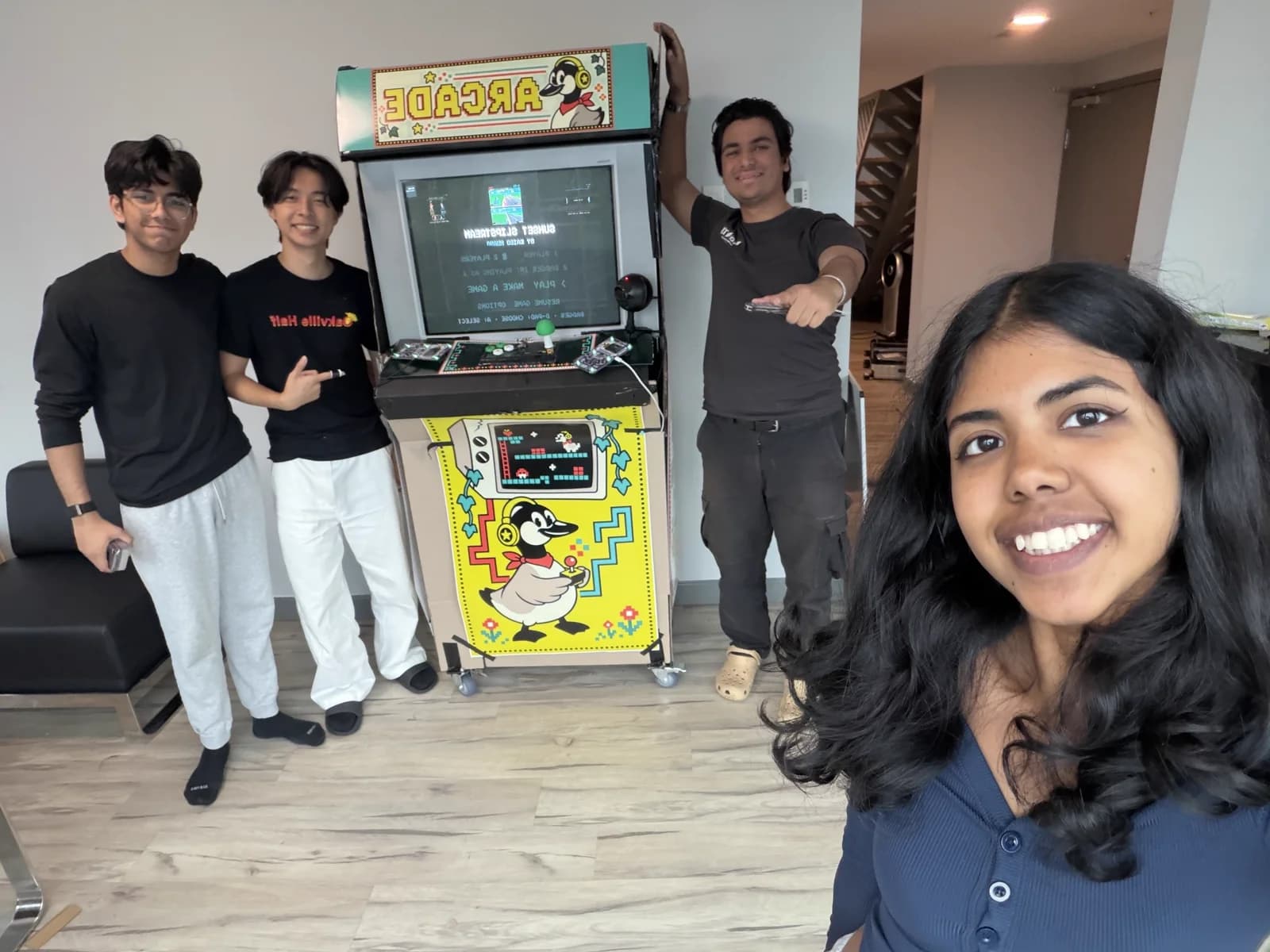 The Murph-E team with the finished arcade cabinet.