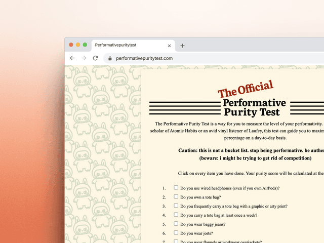 Performative Purity Test project preview